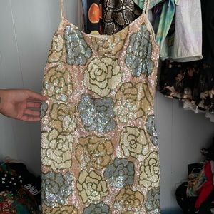 RARE Vivienne Tam Vintage Designer Sequined Roses Dress